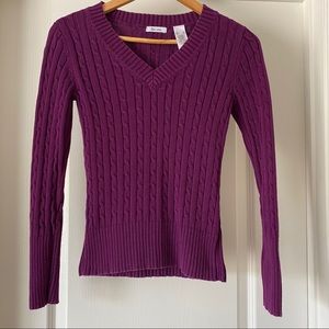 Liz & Co Long Sleeve Plum Color Solid Tops